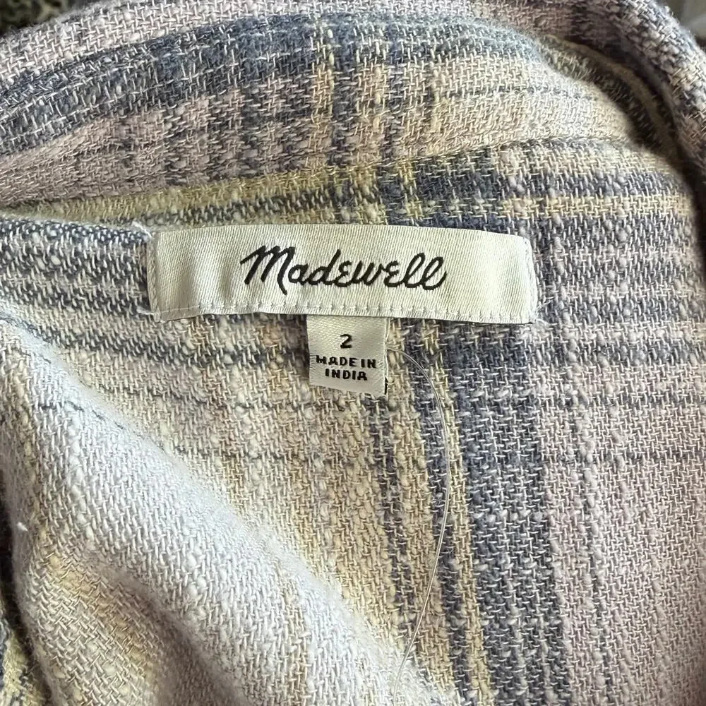 Madewell Flannel Snap-Front Shirt in Plaid
Size 2 NWT Orchid Purple Yellow White - Picture 4 of 10
